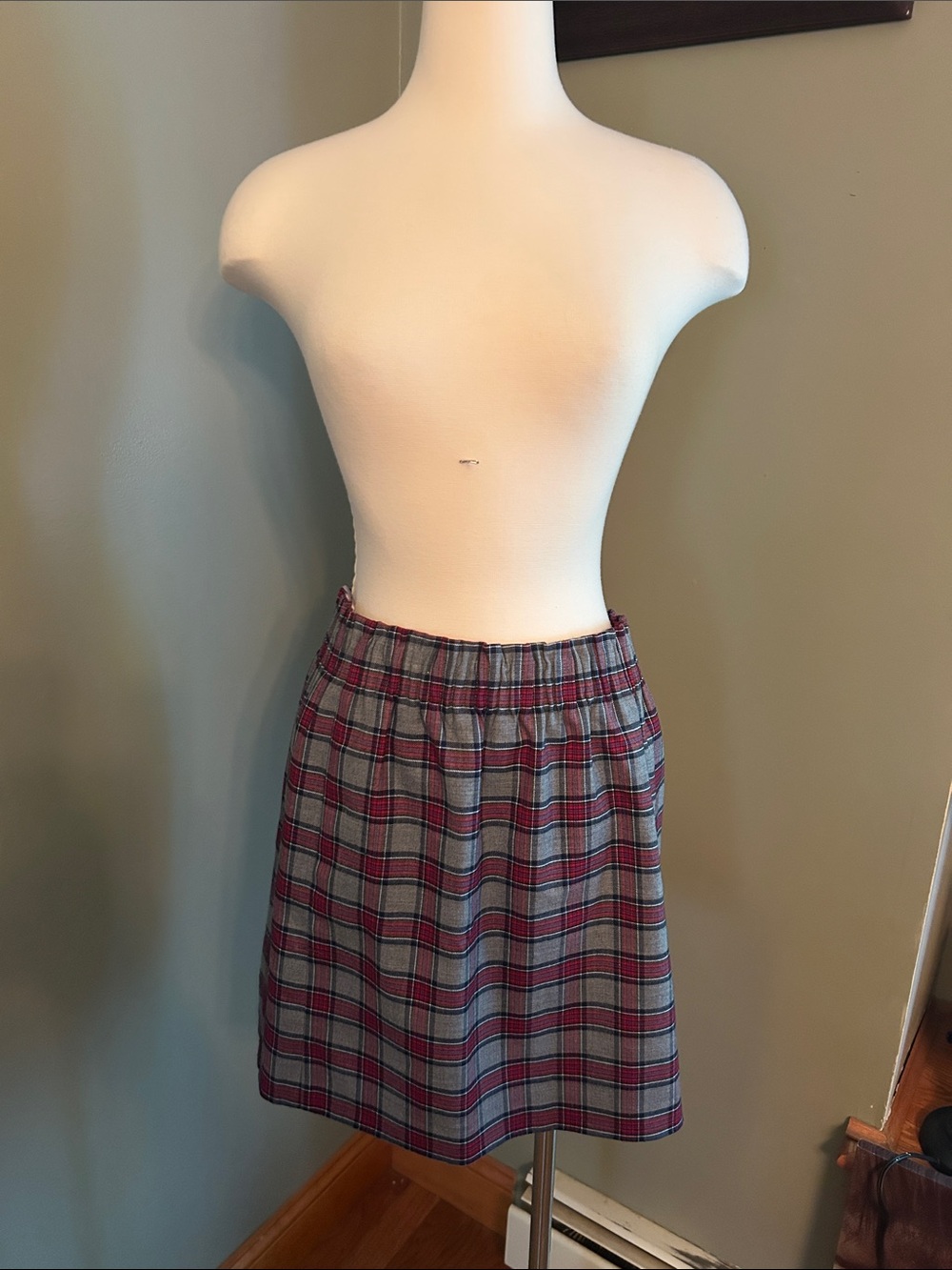 J. Crew Gray and Red Plaid Mini Skirt